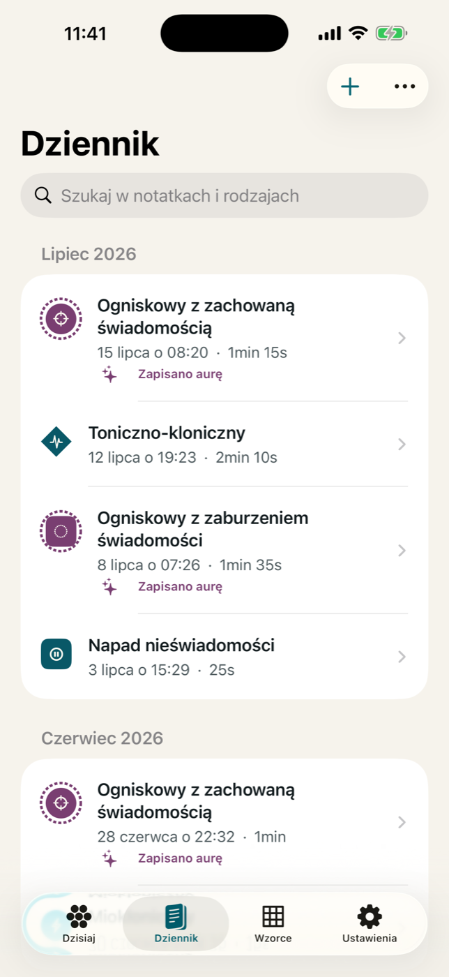 Historia epizodów w EpiTrail na iPhonie