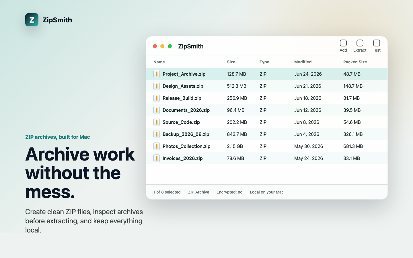 ZipSmith on macOS