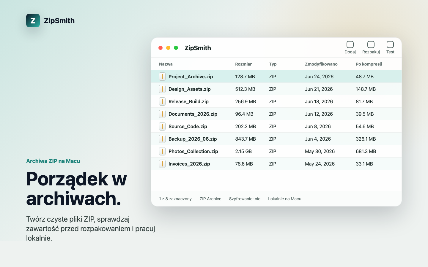 ZipSmith na macOS